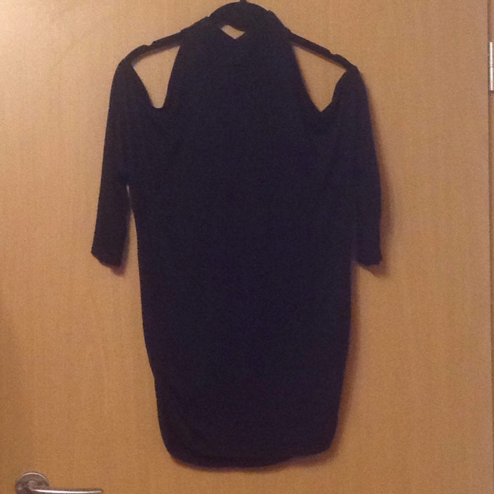 Black Mock Neck Cold Shoulder Top